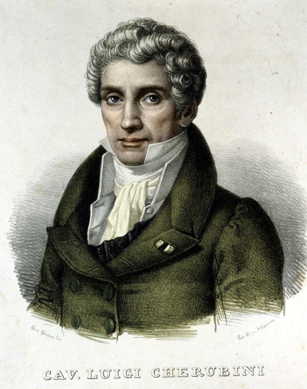 イタリアの作曲家、ルイジ・ケルビーニ（1760-1842）の肖像。 作： 無名の画家