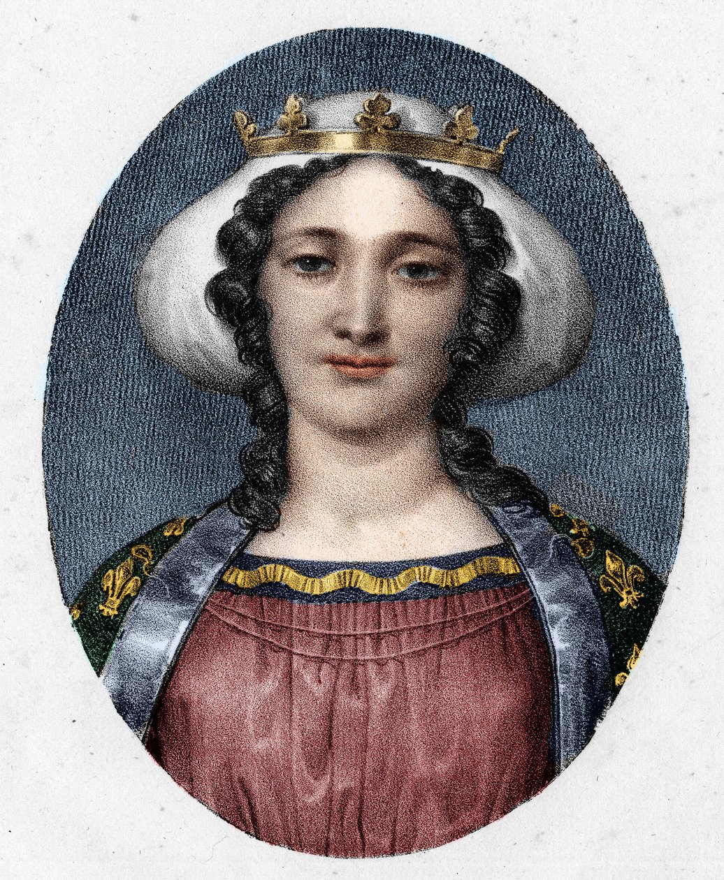 フランス王妃マルグリット・ド・プロヴァンス（1221年～1295年）の肖像。 作： 無名の画家