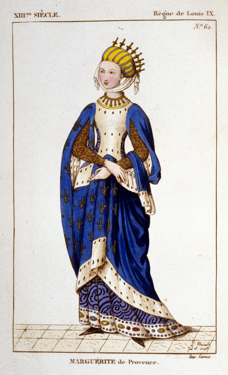 フランス王妃マルグリット・ド・プロヴァンス（1221年～1295年）の肖像。 作： 無名の画家