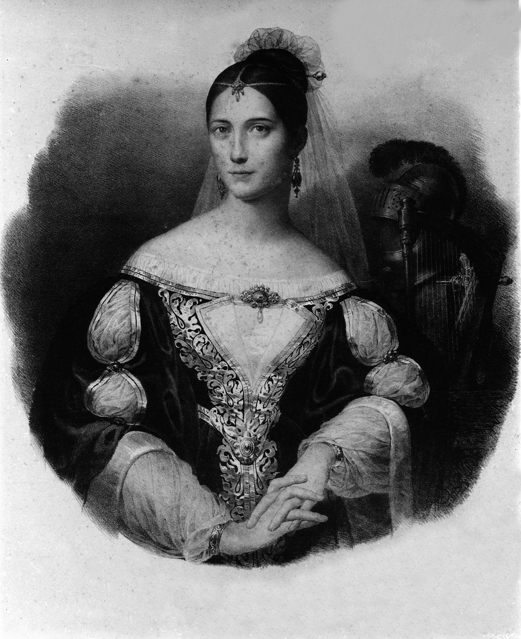マリブラン（1808-1836）の歌手として知られるマリア・ガルシアの肖像。 作： 無名の画家