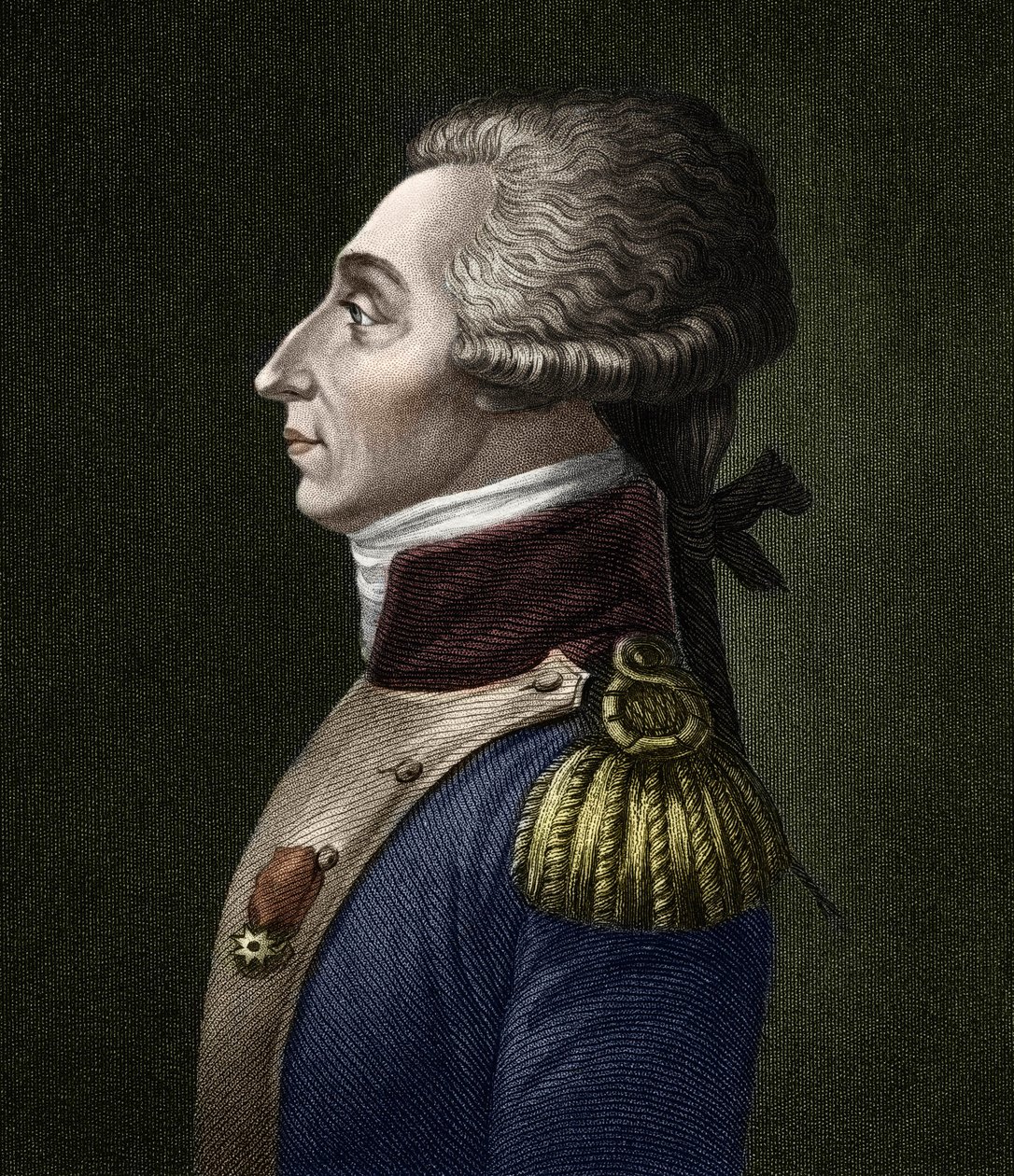 フランスの貴族・軍人であるラファイエット侯爵、マリー・ジョセフ・ジルベール・モティエ（1757-1834）の肖像。 作： 無名の画家