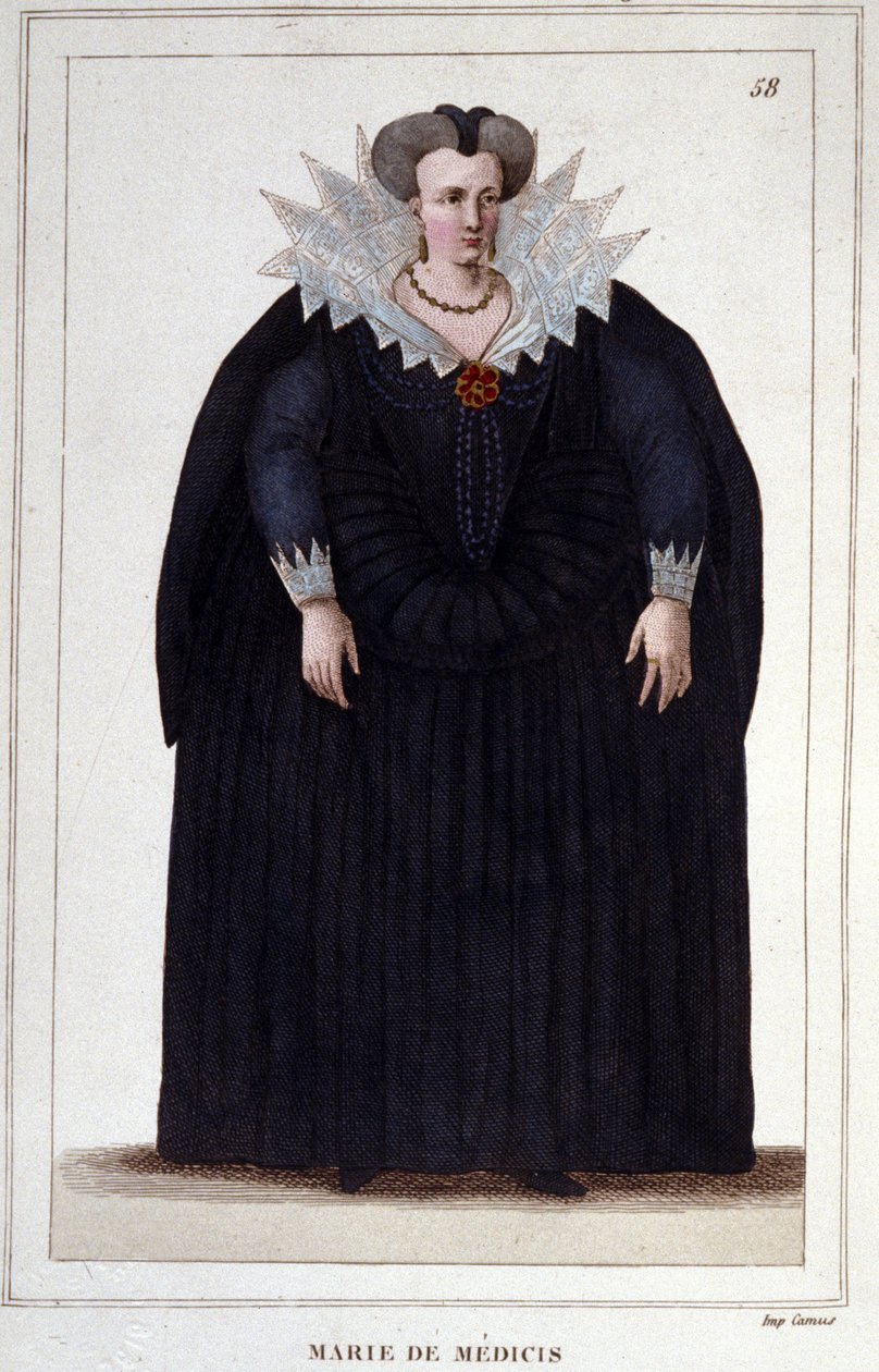 ヘンリー4世の妻であり、ルイ13世の母であるメディチ家のメアリー（1573 - 1642）の肖像。1830年のエングレーヴィング 作： 無名の画家