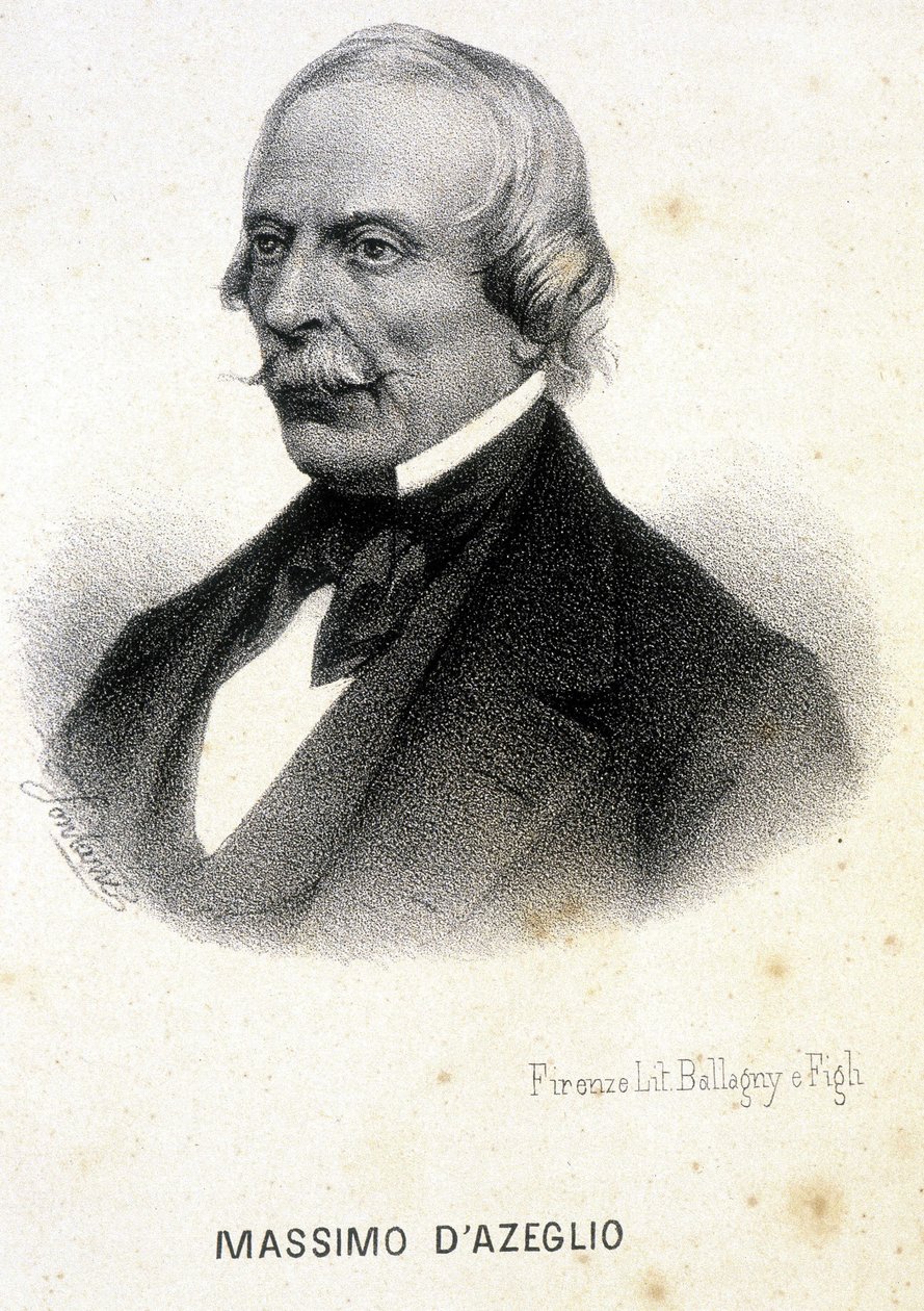 イタリアの政治家、画家、作家であるアゼリオ侯爵、マッシモ・タパレッリ（1798 - 1866）の肖像。19世紀のエングレーヴィング。 作： 無名の画家