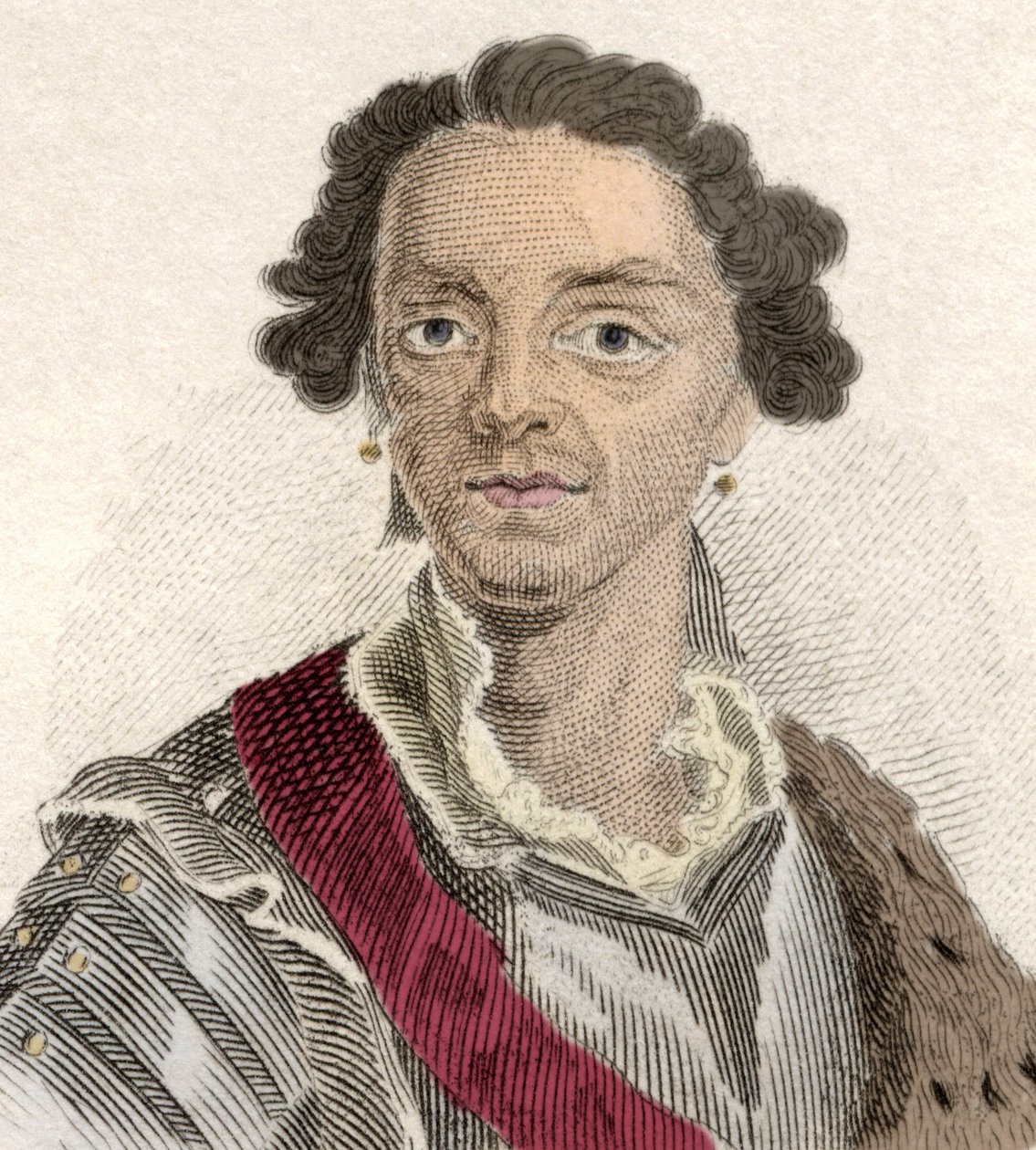 モーリス・オブ・ザクセン（ヘルマン・モーリッツ）（1696-1750）の肖像。19世紀のエングレーヴィング。 作： 無名の画家