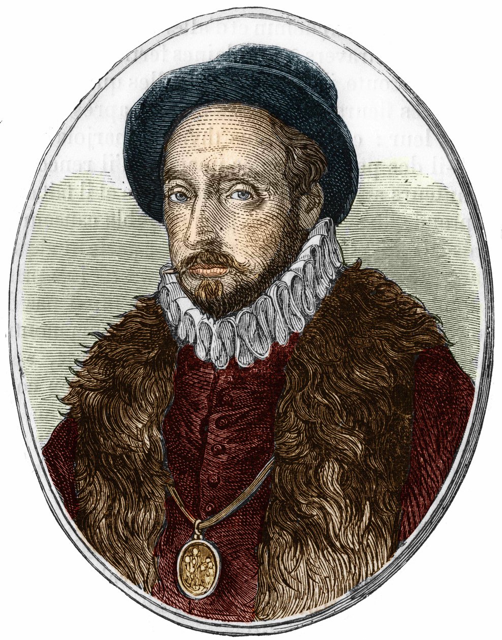 フランスの作家、ミシェル・ド・モンテーニュ（1533-1592）の肖像。