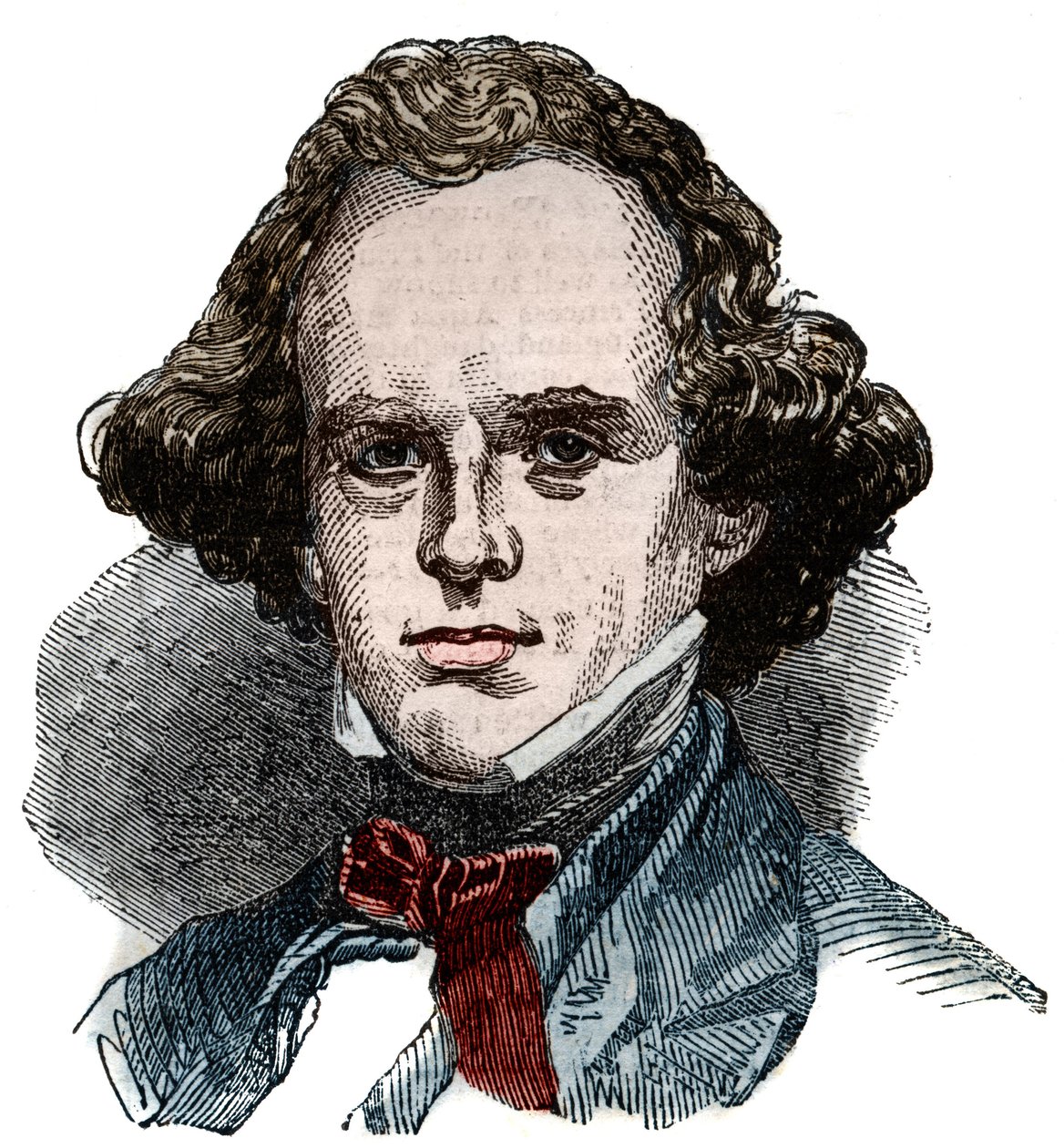 アメリカの作家、ナサニエル・ホーソーン（1804-1864）の肖像。 作： 無名の画家