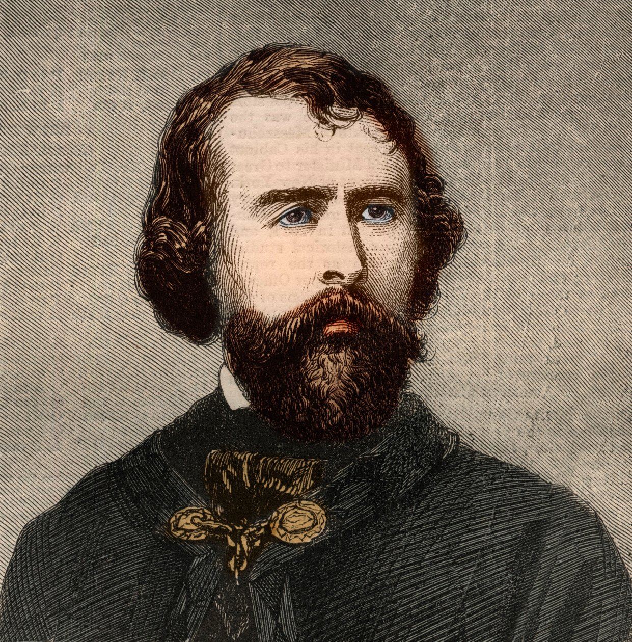 アメリカの作家、ナサニエル・パーカー・ウィリス（1806-1867）の肖像。1858年1月23日の「The illustrated London News」に掲載された版画。 作： 無名の画家