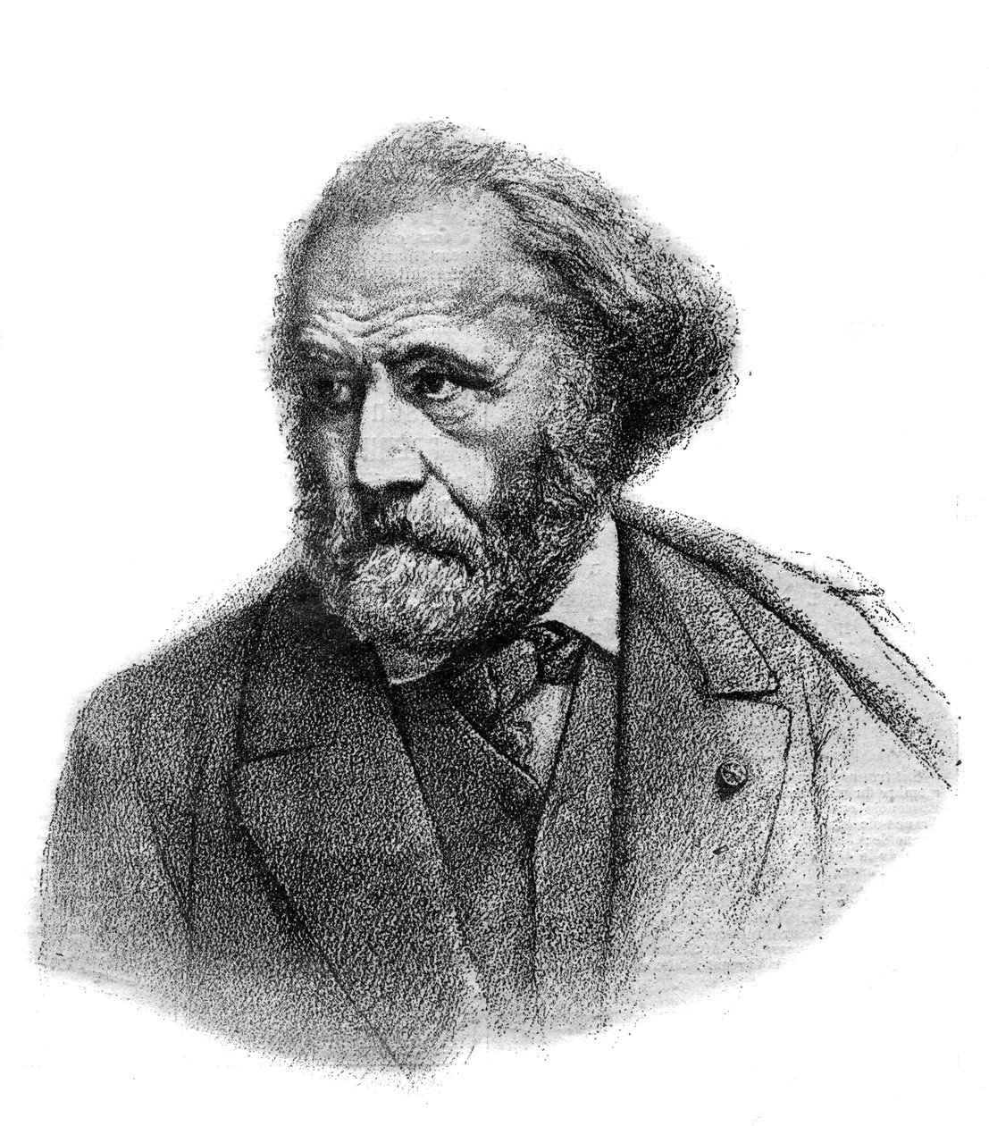 フランスの画家、ポール・シュナヴァール（1807-1895）の肖像 - 1895年のエングレービング 作： 無名の画家
