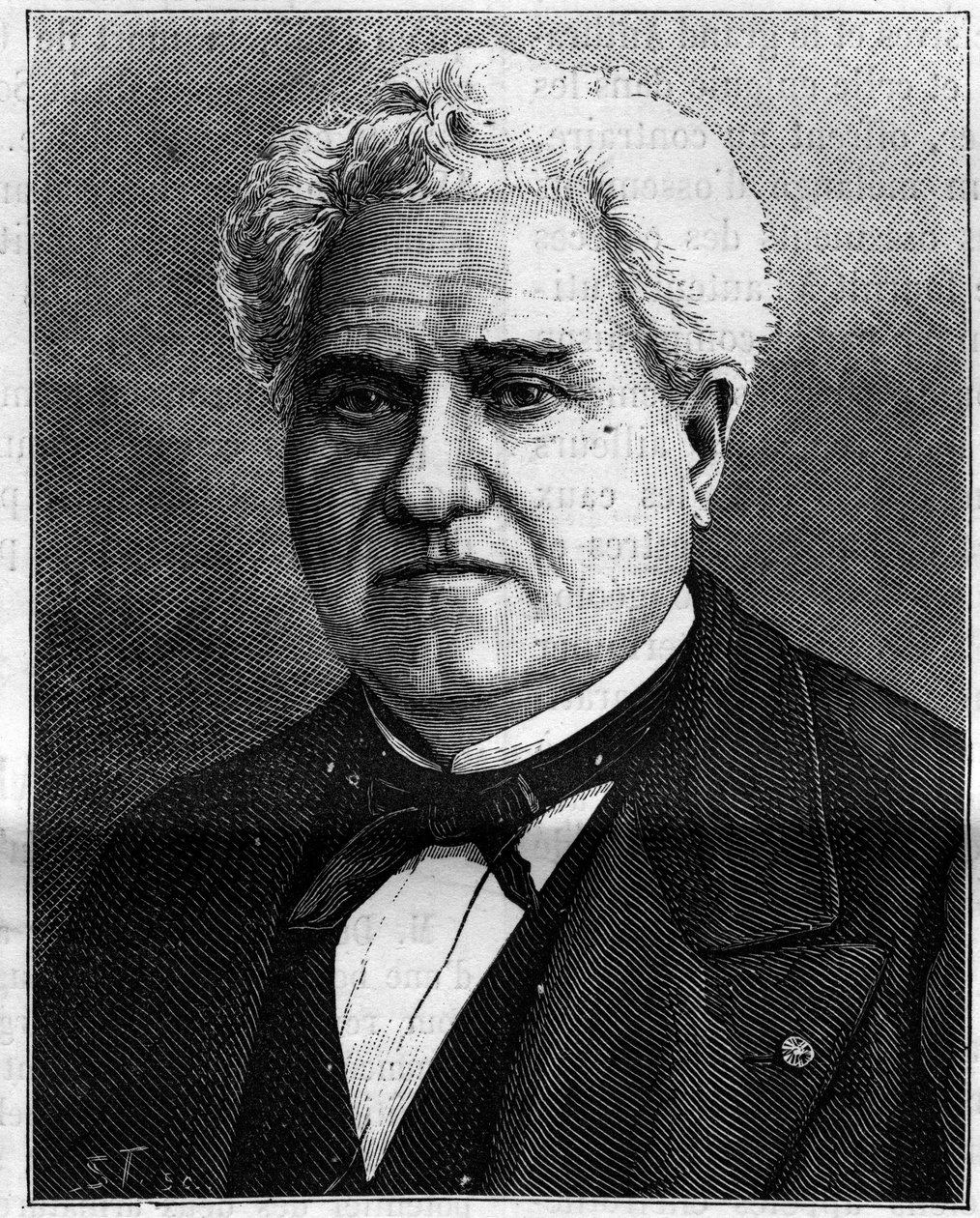 フランスの動物学者・古生物学者Paul Gervais (1816-1879)の肖像。"La Nature "に掲載された版画 作： 無名の画家