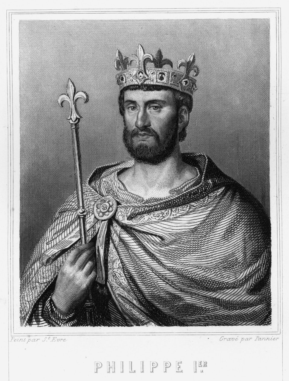 フランス王フィリップ1世（1060-1108）の肖像 - ラヴァレの『フランス史』に掲載されている、エングレーヴィング、sd. 作： 無名の画家