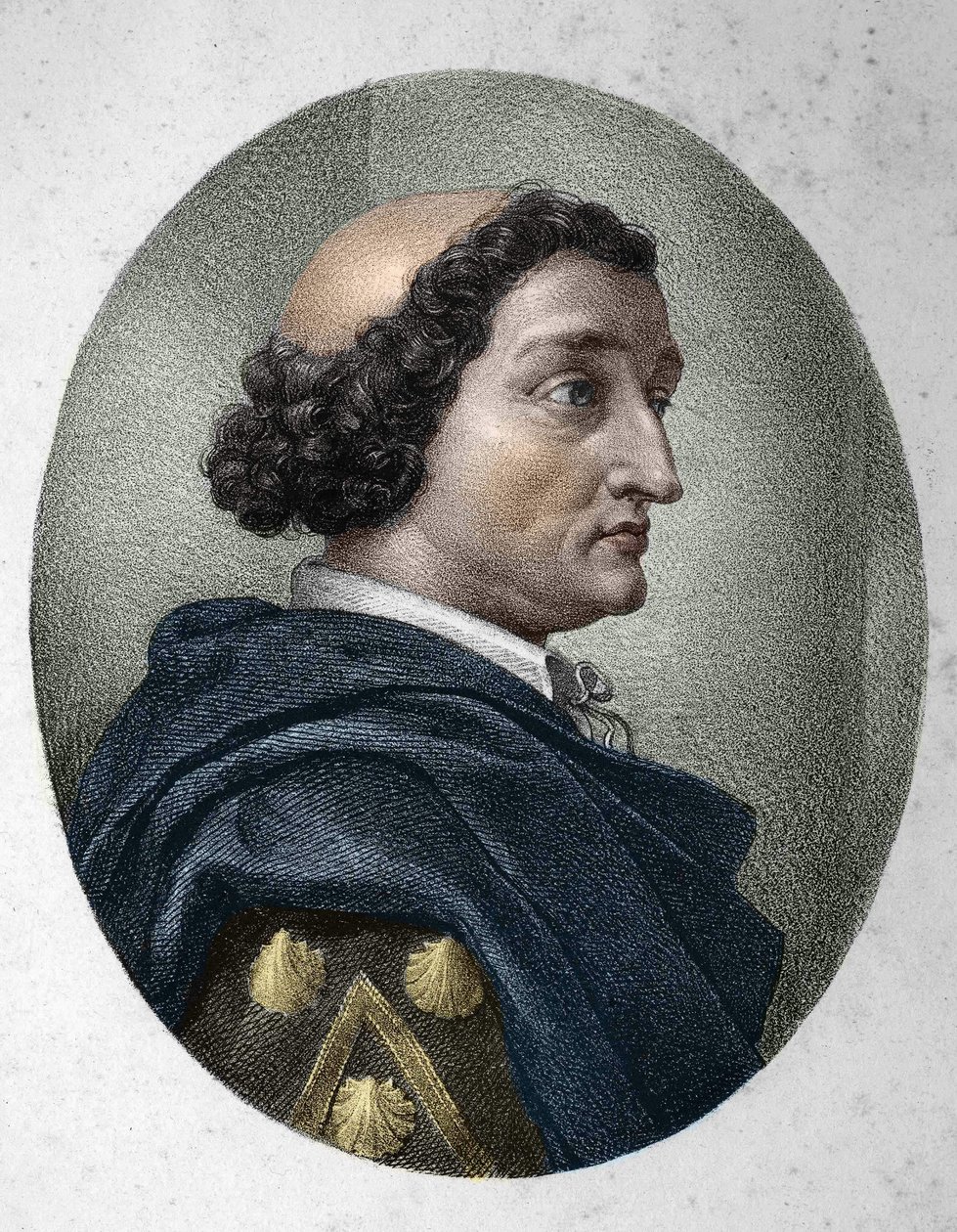 フランスのコラムニストPhilippe de Commines (Comynes or Comines) (1447-1511)の肖像。19世紀のエングレーヴィング。 作： 無名の画家