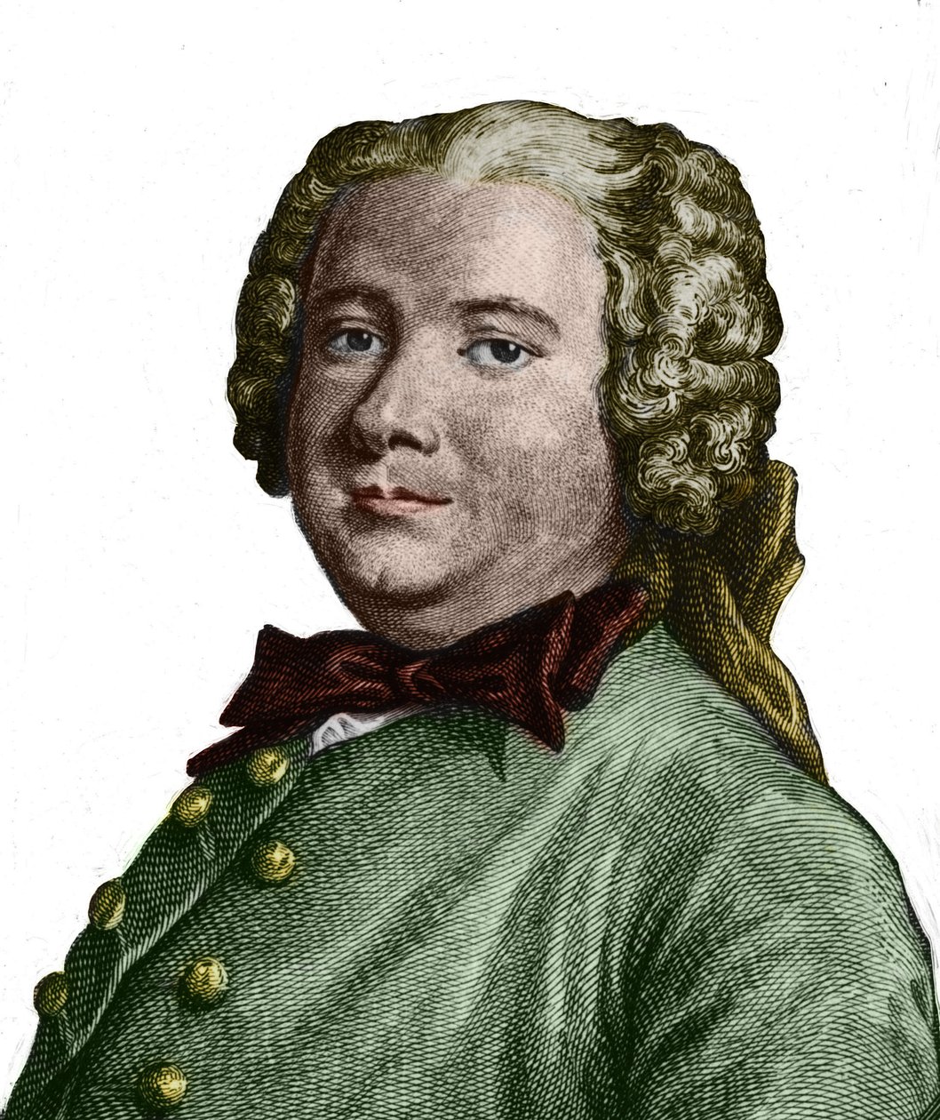 劇作家のピエール・カルレ・ド・シャンブラン・ド・マリヴォー（1688～1763）の肖像。 作： 無名の画家