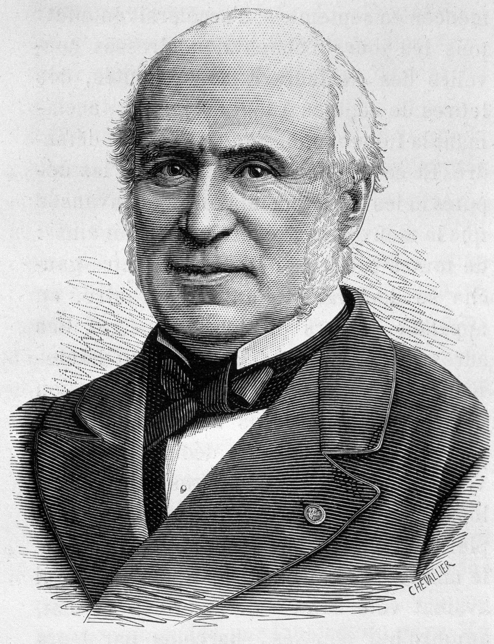 ピエール・シャルル・シェネロン（1820〜1899）の肖像。H.Martinの「Histoire de France」に掲載された19世紀末のエングレーヴィング。 作： 無名の画家