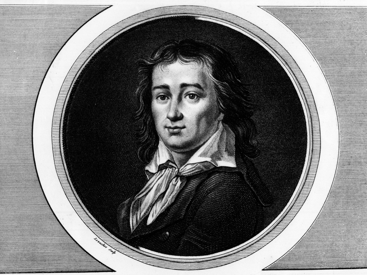 フランスの政治家、ピエール・ガスパール・ショーメット（1763-1794）の肖像。フランス革命の歴史的絵画全集（全3巻）」に掲載されたエングレーヴィング。1804. 作： 無名の画家