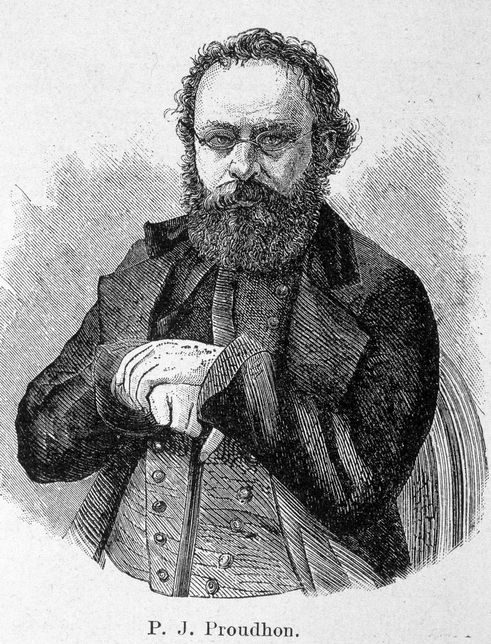 フランスの社会主義者、ピエール・ジョセフ・プルドン（1809～1865年）の肖像 作： 無名の画家