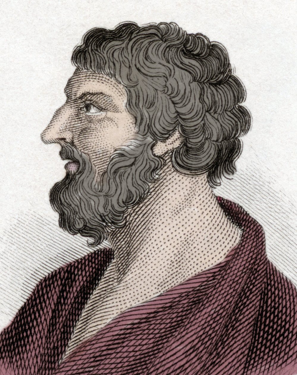 ミティレネのピッタコスの肖像 ギリシアの政治家（紀元前650～570年）（Pittacus of Mytilene）。19世紀のエングレーヴィング。 作： 無名の画家