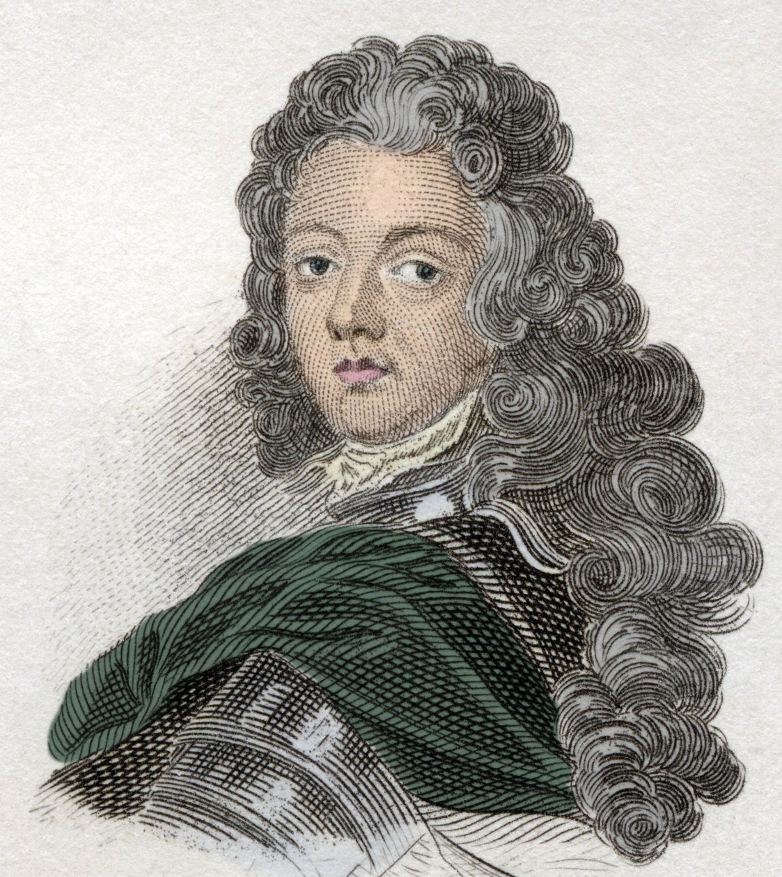 フランスの軍人であるサヴォア＝カリニャン王子（Savoie Carignan、ソワソン伯爵（1663-1736））の肖像。19世紀のエングレーヴィング。 作： 無名の画家
