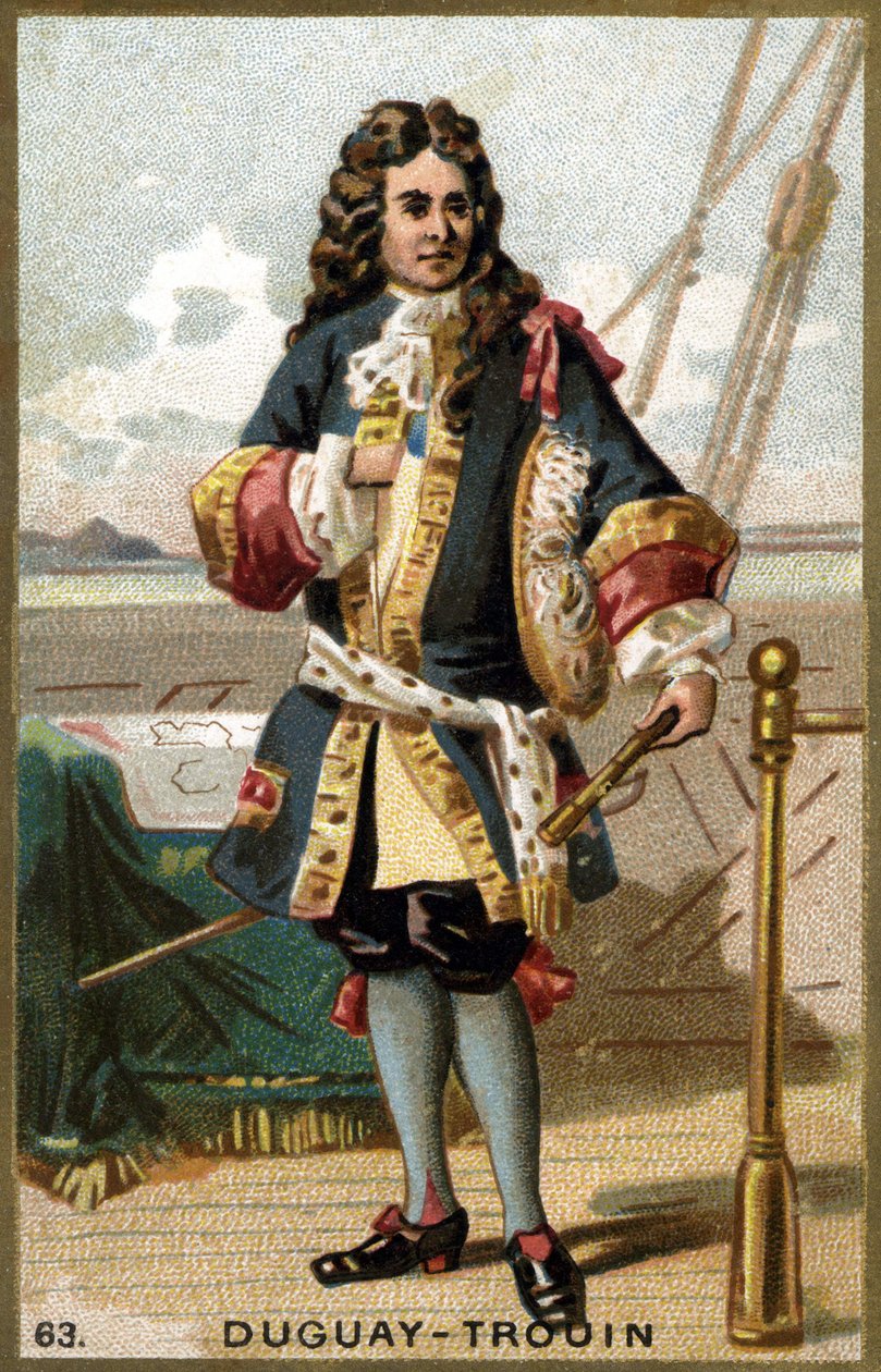 フランスの船乗り、ルネ・デュゲイ・トルアン（Duguay-Trouin）（Rene Trouin du Gue dit）（1673-1736）の肖像。19世紀のクロモリトグラフ。 作： 無名の画家