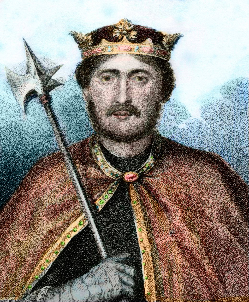 リチャード・ハート・オブ・ライオンとも呼ばれるイングランド王、リチャード1世（1157-1199）の肖像 - リチャード・ライオン・ハートの肖像 - エングレーヴィング 19世紀 作： 無名の画家