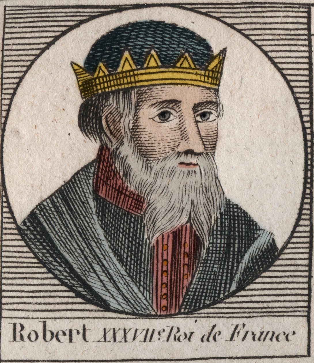 922年から923年まで西フランシアの王であったロバート1世（約860～923年）の肖像 - Robert I, king of West Francia from 922 to 923 - engraving from "Instruction sur l