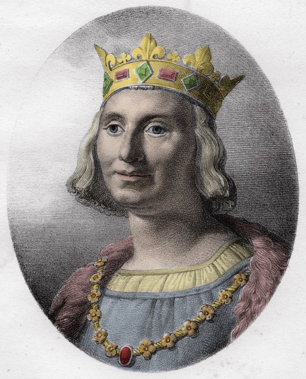 サン・ルイの肖像（Saint-Louis, Louis IX (1214-1270) - フランスの王、サン・ルイ9世（1214-70）-。 作： 無名の画家