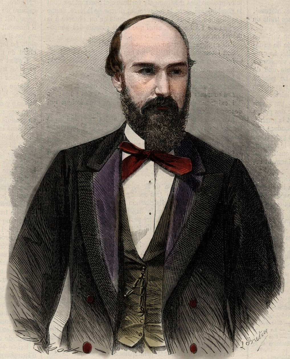 サントス・グティエレス（1820-1872）政治家、元コロンビア合衆国大統領の肖像。L