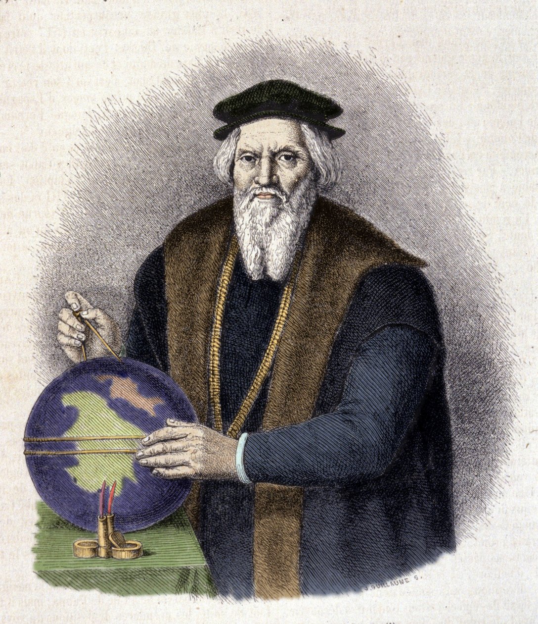 イタリアの航海士、セバスティアン・カボット（1476-1557）の肖像。(Sebastiano Caboto）。) 作： 無名の画家