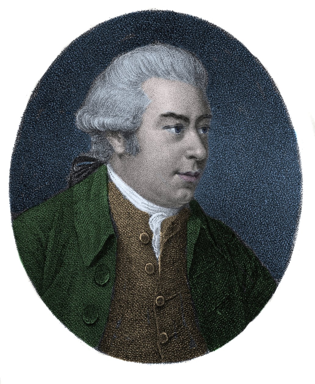 イギリスの探検家・博物学者、サー・ジョセフ・バンクス（1743-1820）の肖像。19世紀のカラーエングレーヴィング。 作： 無名の画家