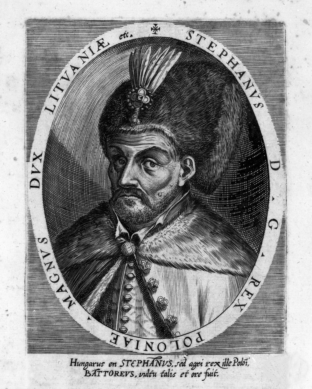 トランシルヴァニアの王子であり、ポーランドの王であったスティーブン・バートリ1世（1533-1586）の肖像。 作： 無名の画家
