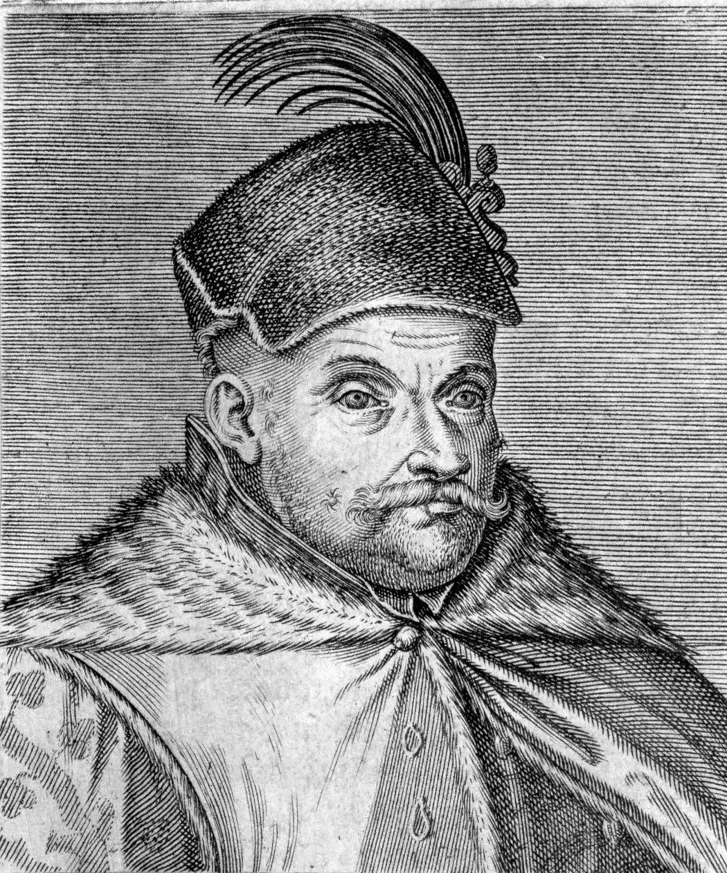 トランシルヴァニアの王子であり、ポーランド王であったスティーブン・バートリ1世（1533-1586）の肖像。16世紀のエングレーヴィング 作： 無名の画家