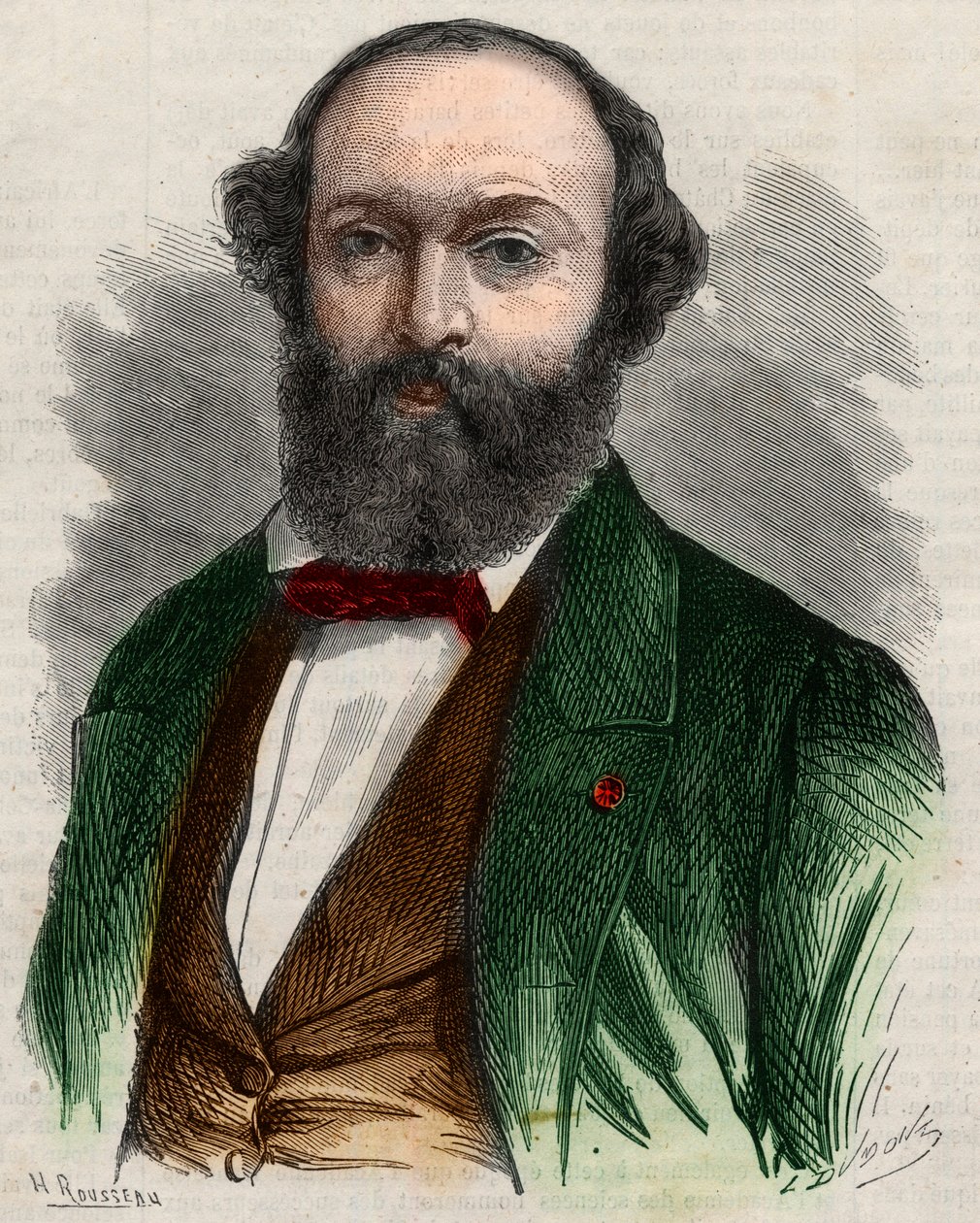 フランスの画家、テオドール・ルソー（1812-1867）の肖像。"The Illustrous Universe "に掲載されたエングレーヴィング 作： 無名の画家