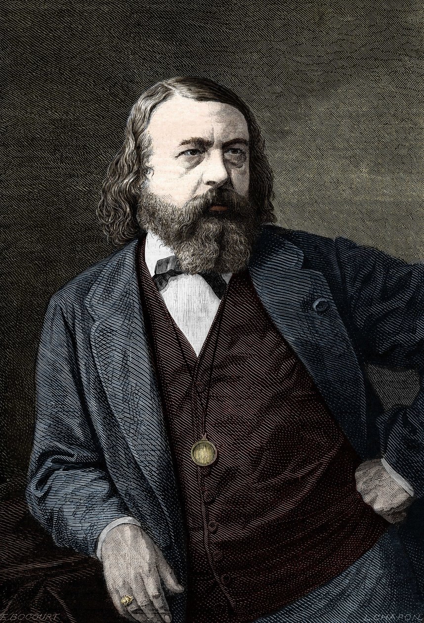 フランスの作家、Theophile Gautier（1811-1872）の肖像。 作： 無名の画家