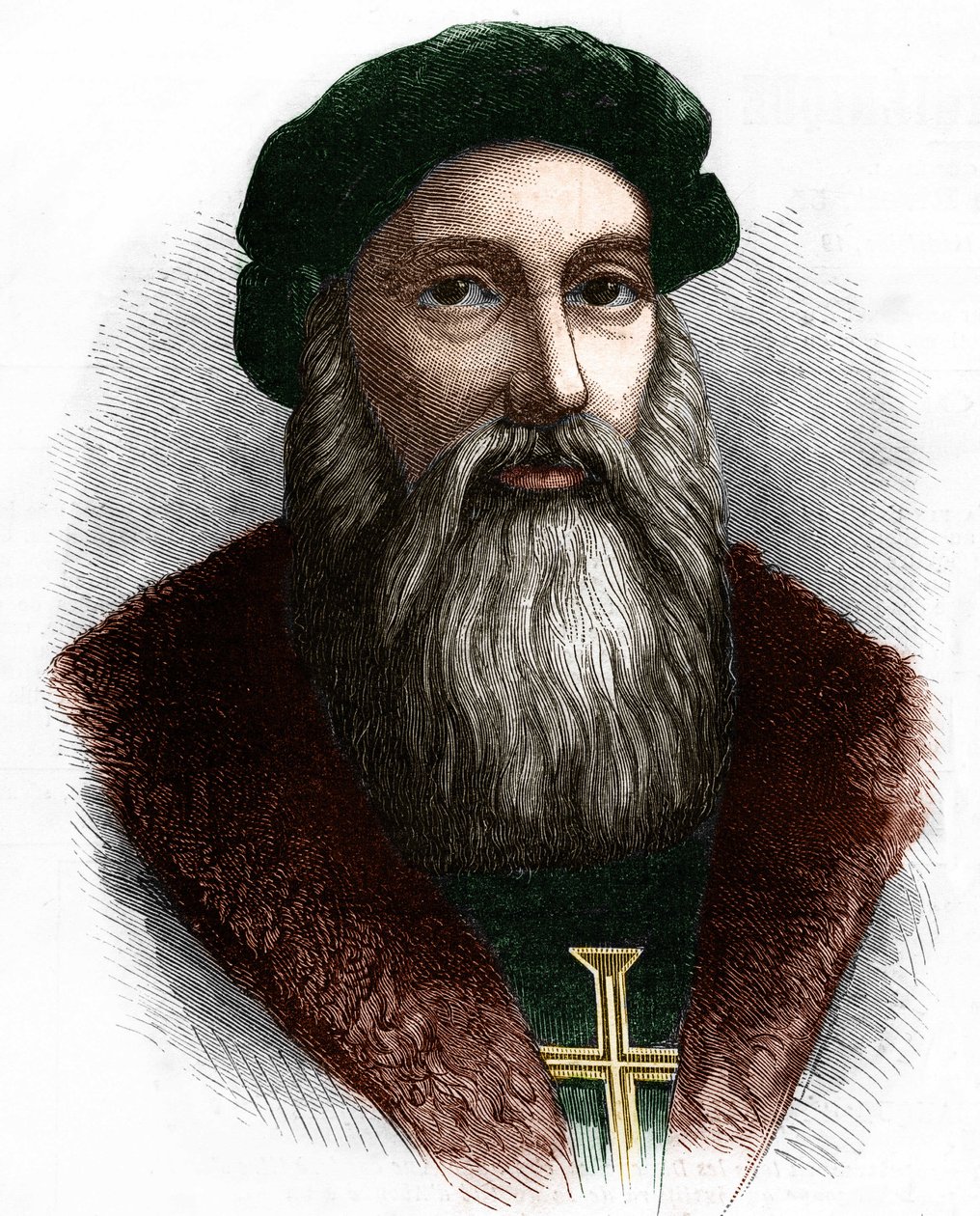 ヴァスコ・デ・ガマ（1469-1524）ポルトガルの航海者の肖像。 作： 無名の画家