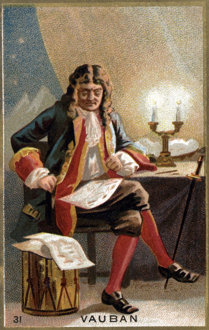 ヴォーバン（1633-1707）の肖像。Sébastien Le Prestre de Vauban）フランスのマレシャル、軍事技術者。19世紀のクロモリトグラフ。 作： 無名の画家