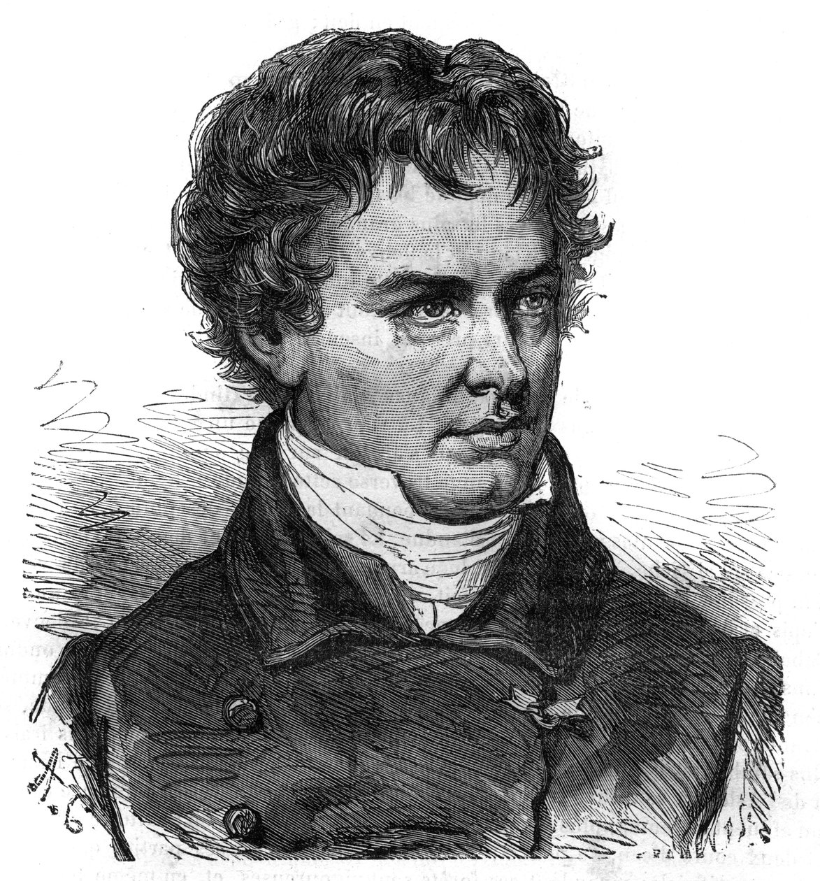 フランスの植物学者で旅行家のヴィクトル・ジャクモン（1801 - 1832）の肖像 - 「19世紀の大航海時代の絵画史」に掲載されたエングレーヴィング。1877 作： 無名の画家