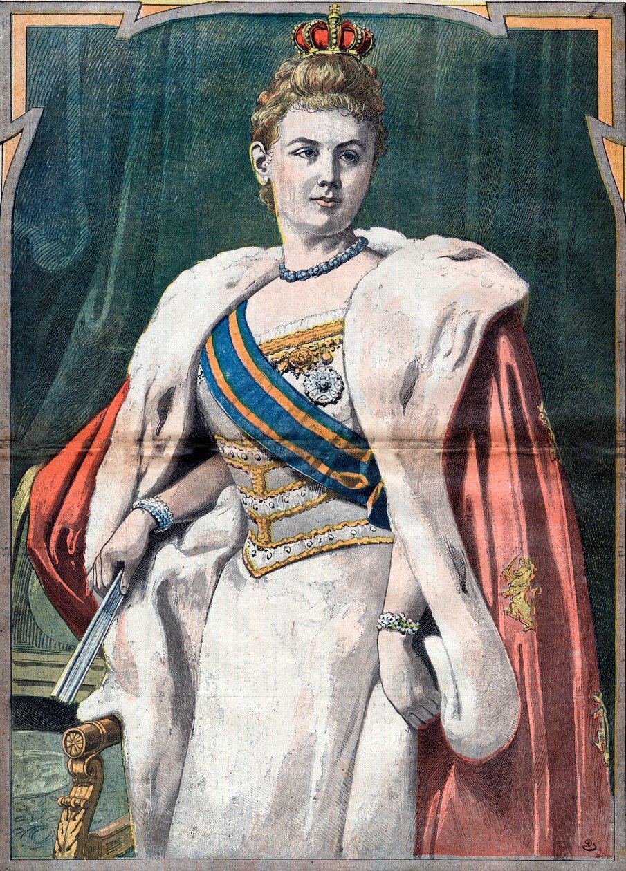 1890年から1948年までのオランダ女王ヴィルヘルミナの肖像（版画） 作： 無名の画家