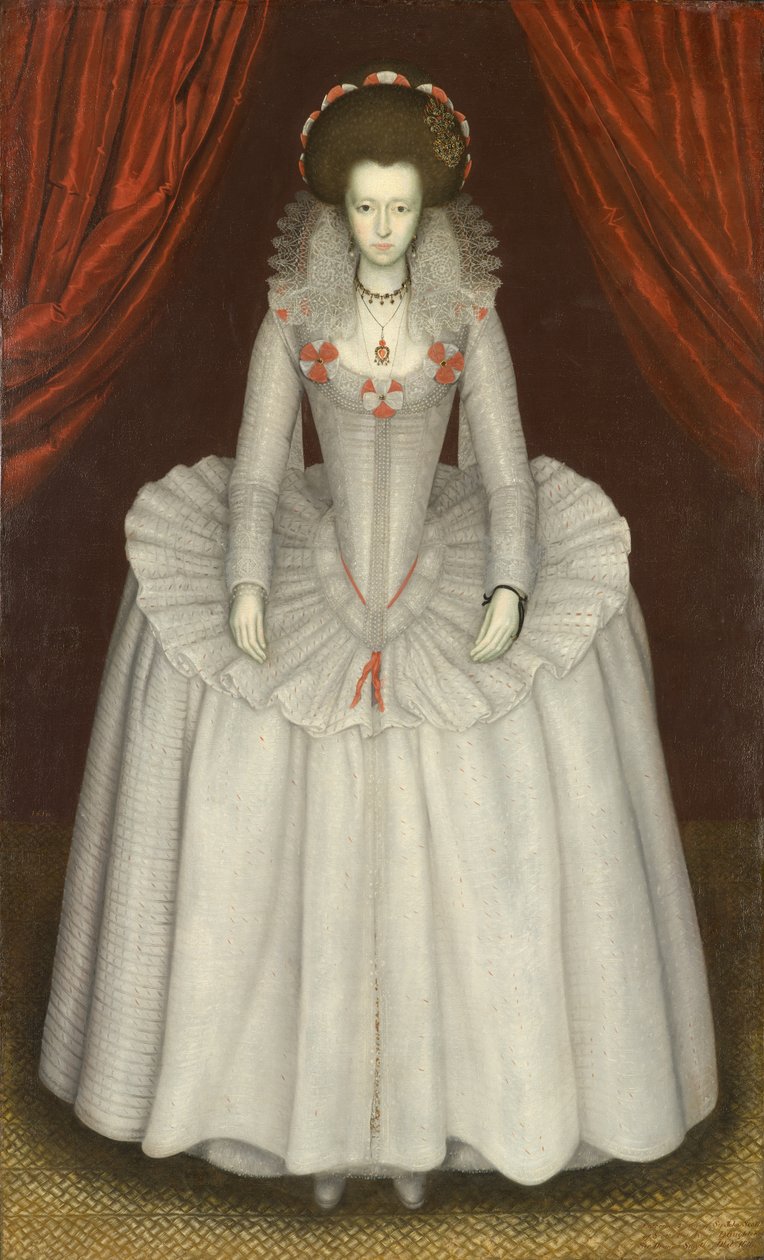 女性の肖像、おそらくアン・フィンチ、トワイスデン夫人 (1574-1638) 作： 無名の画家
