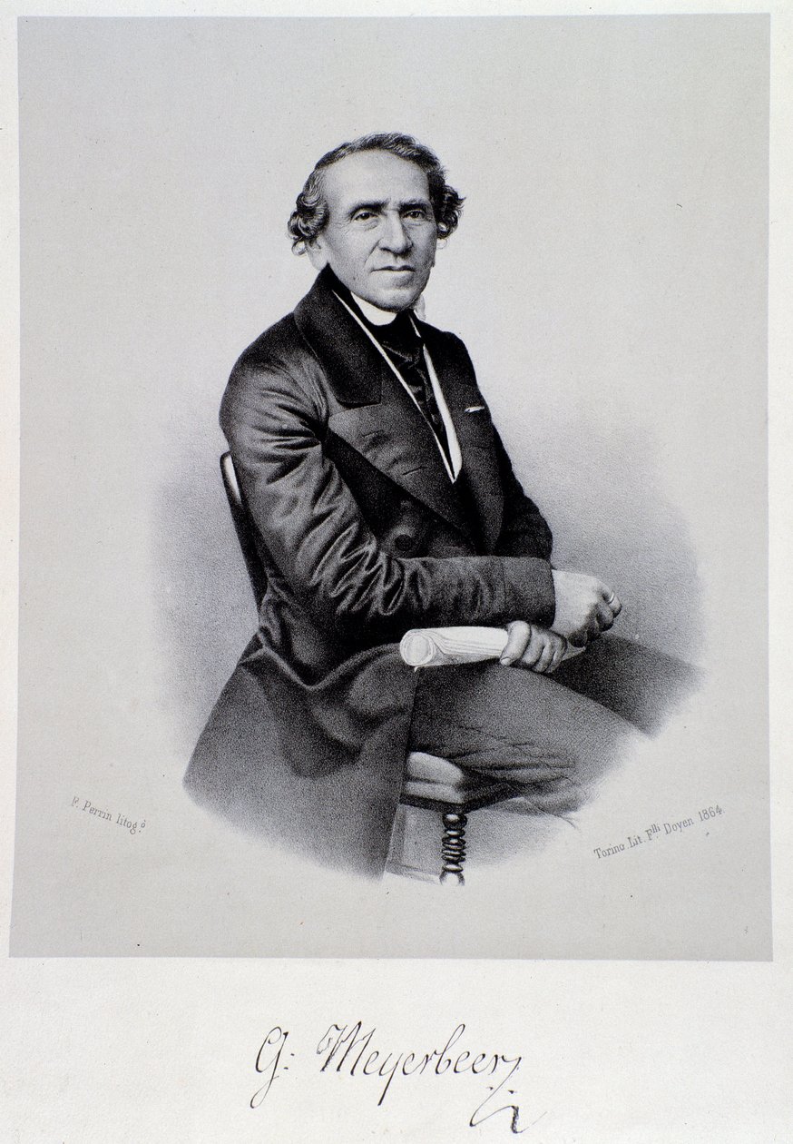 ドイツのオペラ作曲家ジャコモ・マイヤーベーア（1791-1864）の肖像 エングレーヴィング。19世紀ボローニャ、シビコ音楽博物館 作： 無名の画家