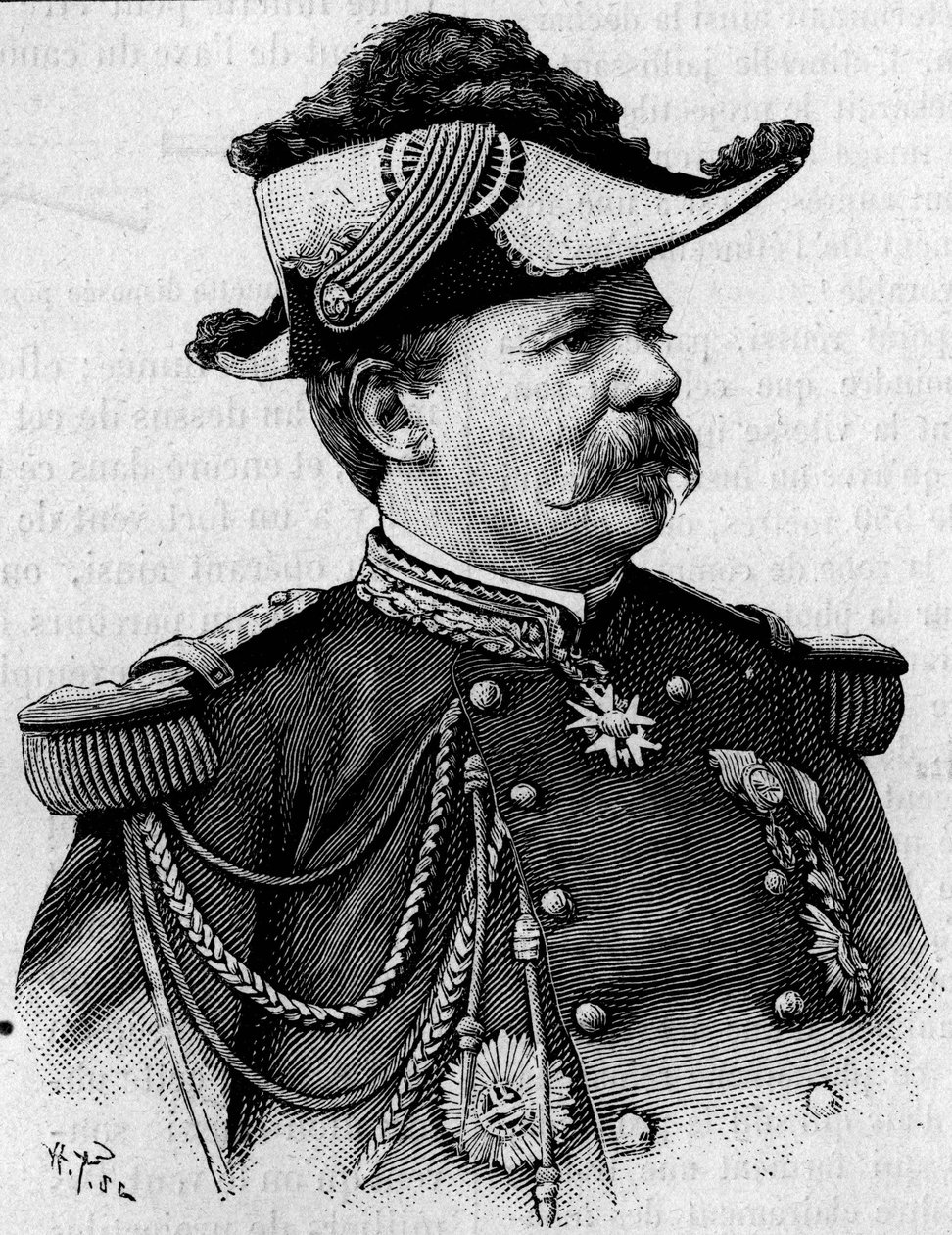 フランスの将軍フランソワ・ペリエ（1833-1888）の肖像。3月3日付「La Nature: revue des sciences and de leurs applications aux arts et a l