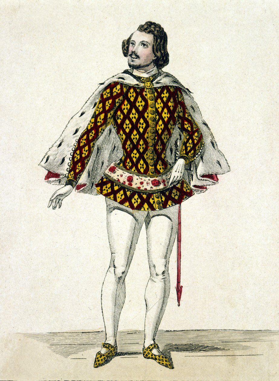 フランスのテノール歌手ジルベール＝ルイ・デュプレ（1806 - 1896）がパリでドニゼッティの「ラ・フェイバリット」の第3幕でフェルナンド役を演じたときの肖像。1838. 作： 無名の画家