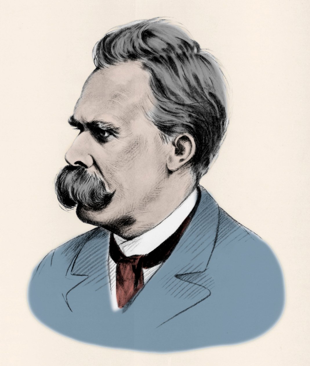 ドイツの哲学者、フリードリヒ・ニーチェ（1844-1900）の肖像。 作： 無名の画家