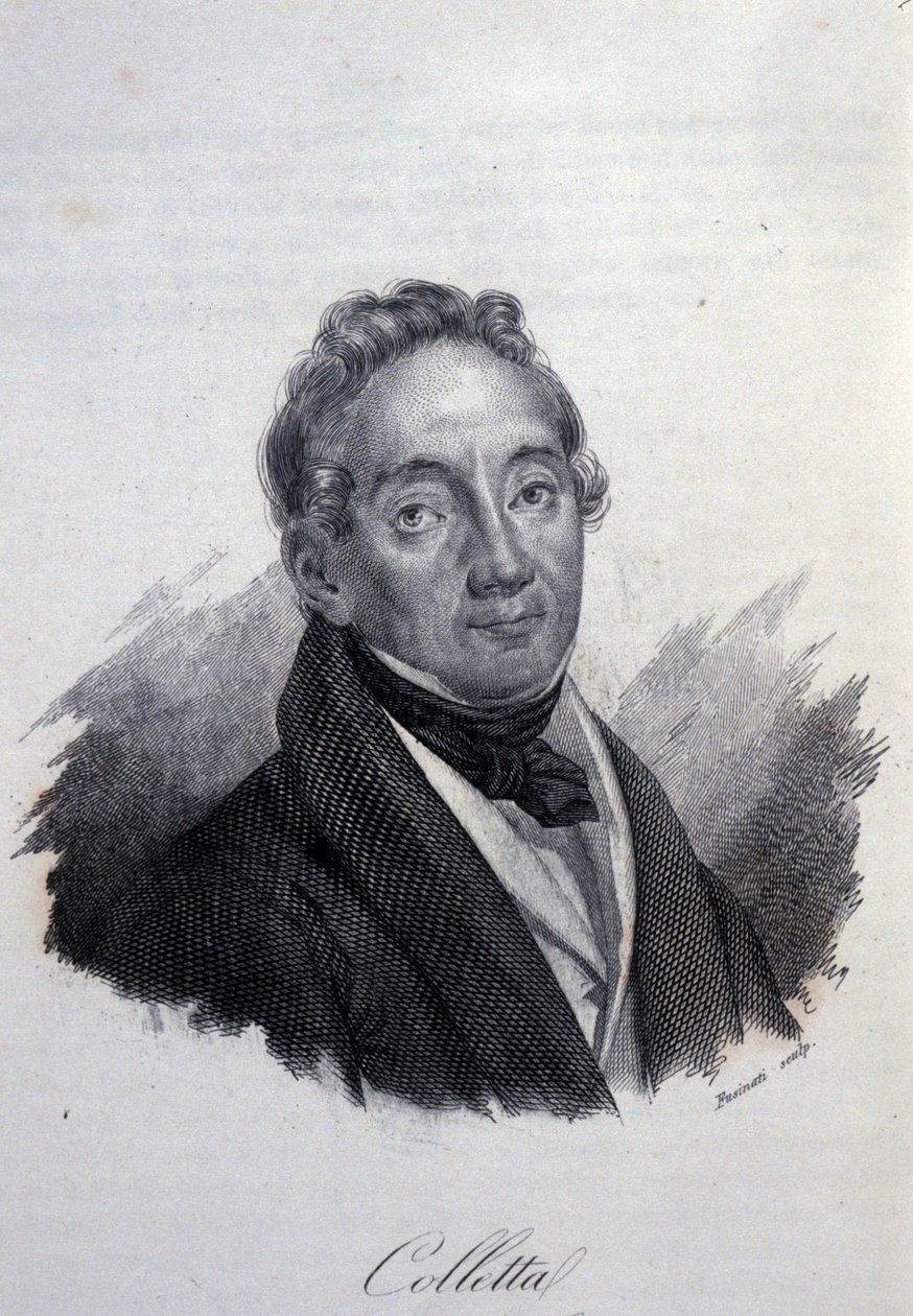 イタリアの愛国者・歴史家ピエトロ・コレッタ（1775-1831）の肖像 19世紀のエングレーヴィング 作： 無名の画家