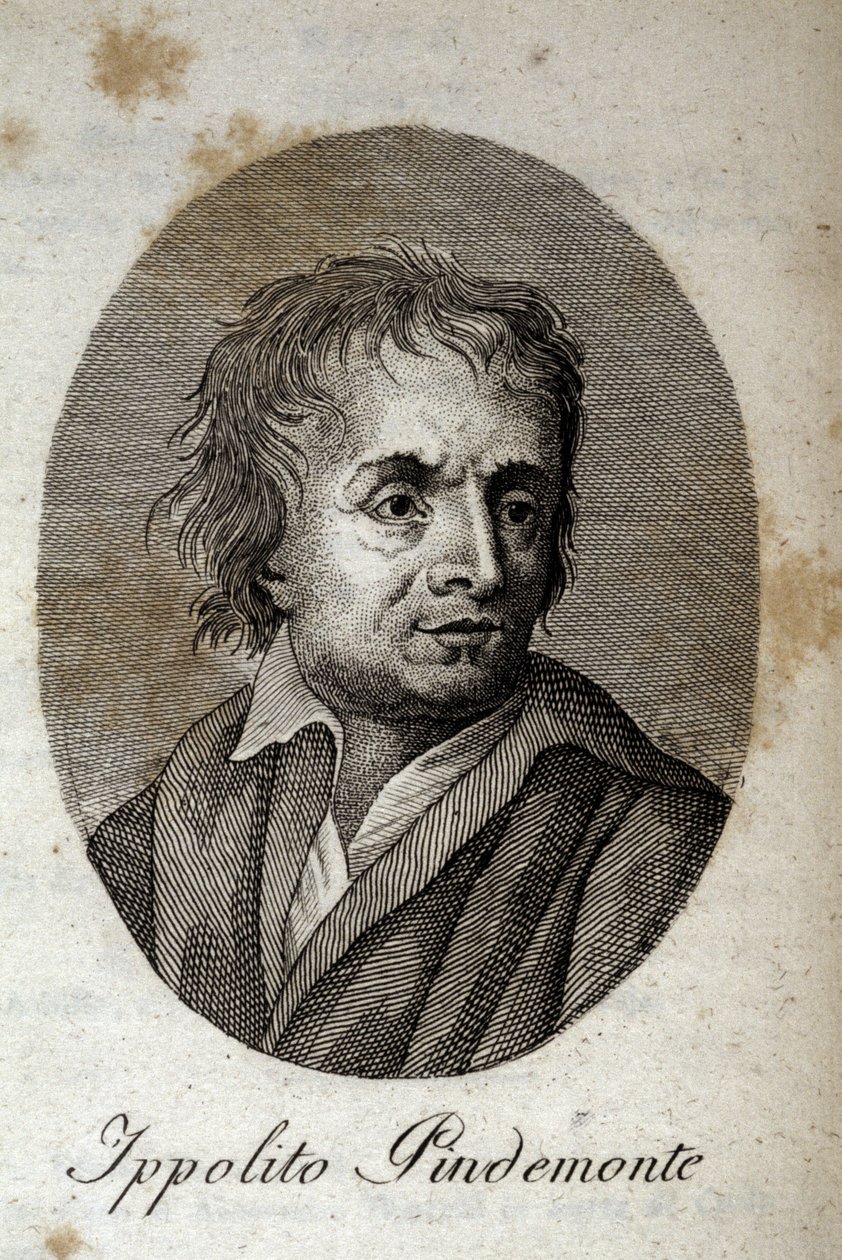 イタリアの詩人イポリット・ピンデモンテ（1753-1828）の肖像、詩人の友人でイタリアの劇作家ウーゴ・フォスコロ（1778-1827）の肖像 19世紀のエングレーヴィング 作： 無名の画家