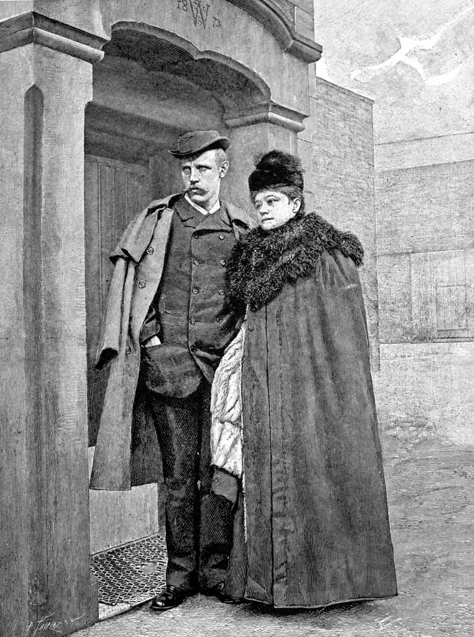ノルウェーの探検家であり、科学者、外交官でもあったFridtjof Nansen（1861-1930）とその妻の肖像。 作： 無名の画家