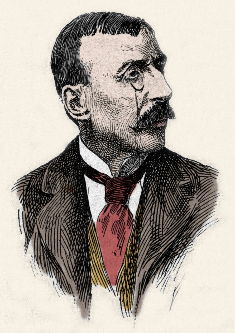 ポルトガルの作家・外交官Jose Maria de Eeca de Queiros or Queiroz (1845-1900)の肖像。19世紀のエングレーヴィング 作： 無名の画家