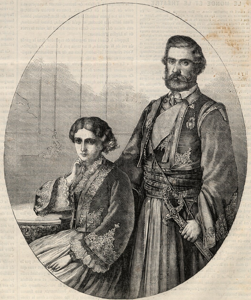 セルビア皇太子ミカエル3世（1823-1868）とジュリー王女（1831-1919）の肖像。"L