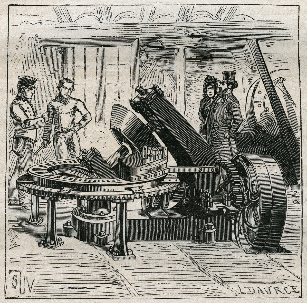 陶器。レンガの機械成形に使用されるフルーリー社の機械。Adolphe BITARDの "Les arts et metiers illustres "に掲載された1885年の図版。 作： 無名の画家