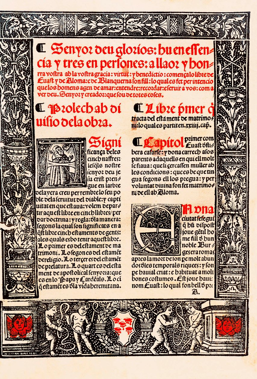 カタルーニャ語でRamon Llull、スペイン語でRaimundo Lulio (Lullo) (Lull)、カタルーニャの哲学者、神学者、詩人 (1235-1315)による「Blanquerna」のプロローグ。 作： 無名の画家