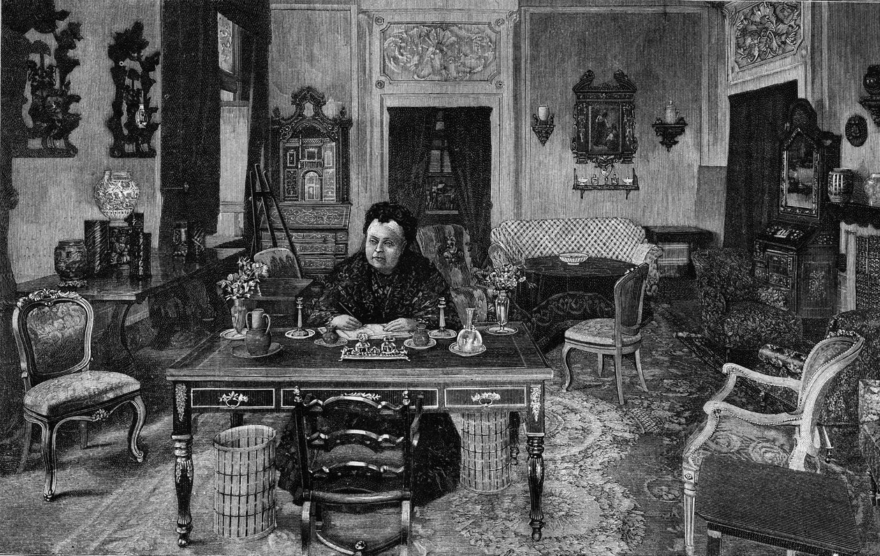 1893年にフィレンツェのヴィラ・パルミエリで撮影されたイギリスのヴィクトリア女王。 作： 無名の画家