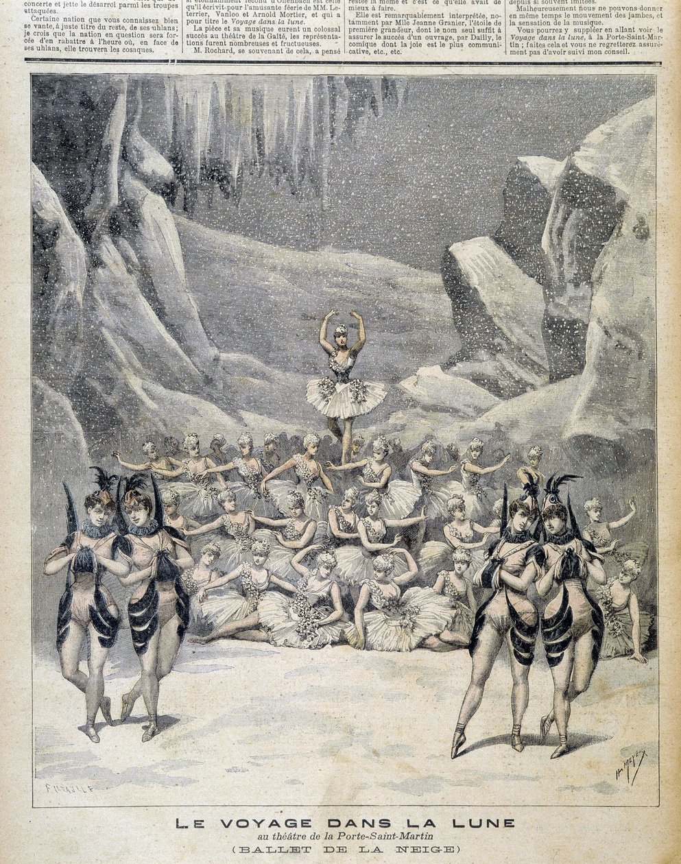 ポルト・サン・マルタン劇場での「月の旅」の上演 - 1892年9月4日付「Le Petite Journal」紙にて 作： 無名の画家